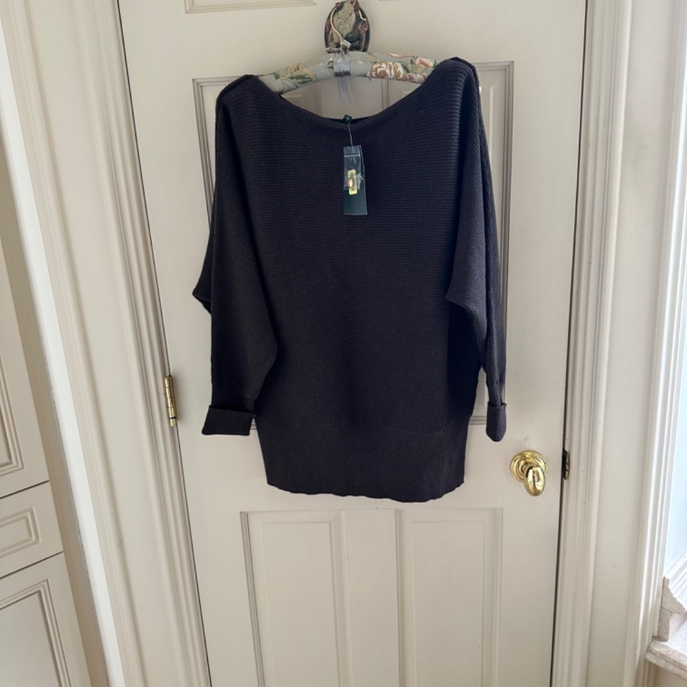 RALPH LAUREN 6 GOLD BUTTON BROWN SWEATER-NWT/L - Picture 4 of 8